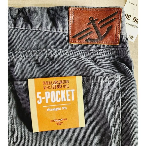 Dockers Durable Construction 5 Pocket Straight Fit 36x27.5” Gray Corduroy Pants - Picture 11 of 16